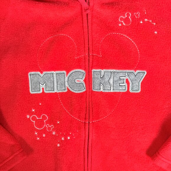 Disney Mickey Mouse Fleece Jacket Adult Woman 2X Red Hooded Full Zip Pockets - Picture 2 of 9